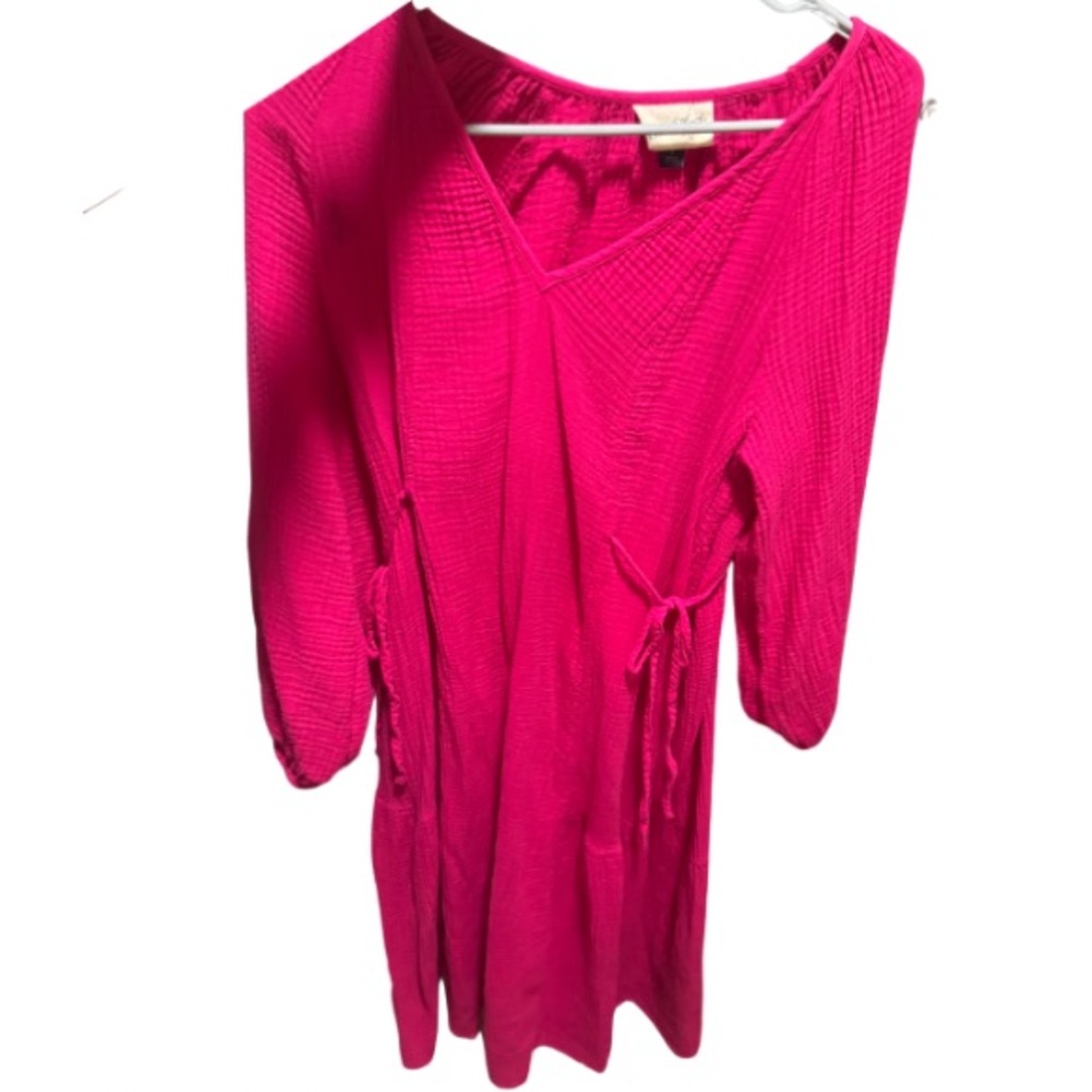 A new day - hot pink small gauze maxi dress